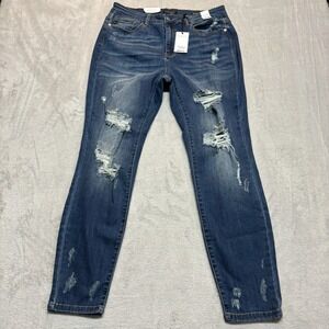 NWT Judy Blue Jeans Skinny Fit Womens 16W JB82123 Medium Wash Distressed Stretch